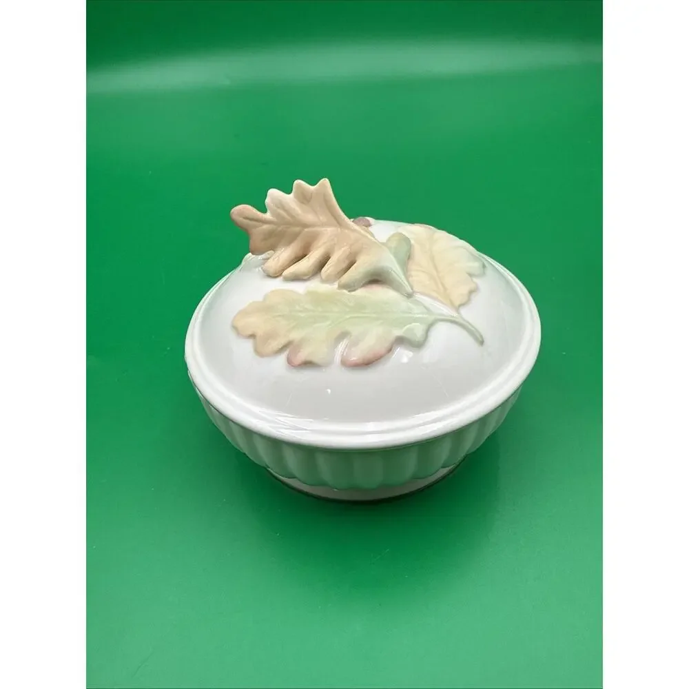 Lenox Autumn Leaves Candy Trinket Dish With Lid Acorn Maple Thanksgiving Decor